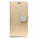 Wholesale iPhone Xs Max Multi Pockets Folio Flip Leather Wallet Case with Strap (Gold)